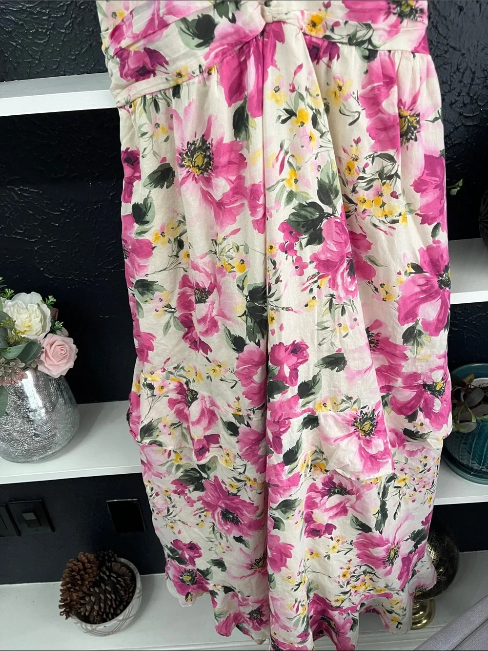 Abercrombie & Fitch Floral Maxi Dress in Pink and Cream LT